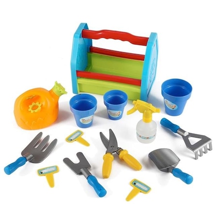 Azimport PS391 Rainbow Gardening 14 Piece Box Tools Toy Set For Kids